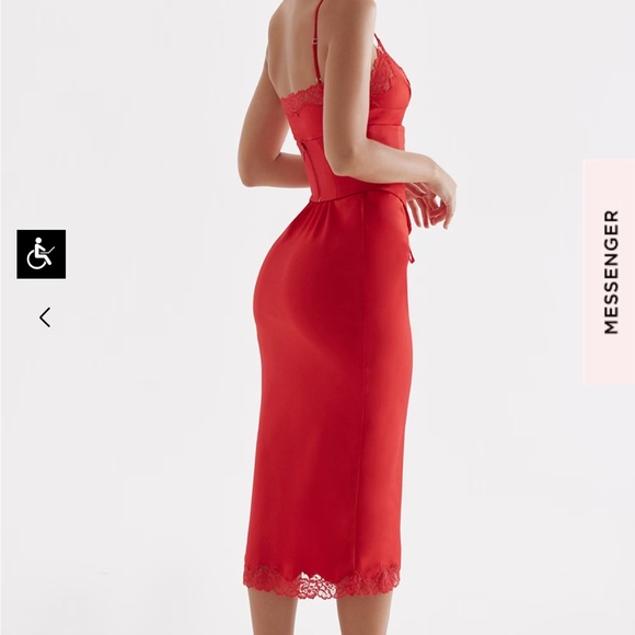 NWT House of CB SALMA RED ROSE SATIN SLIP DRESS - Picture 6 of 13